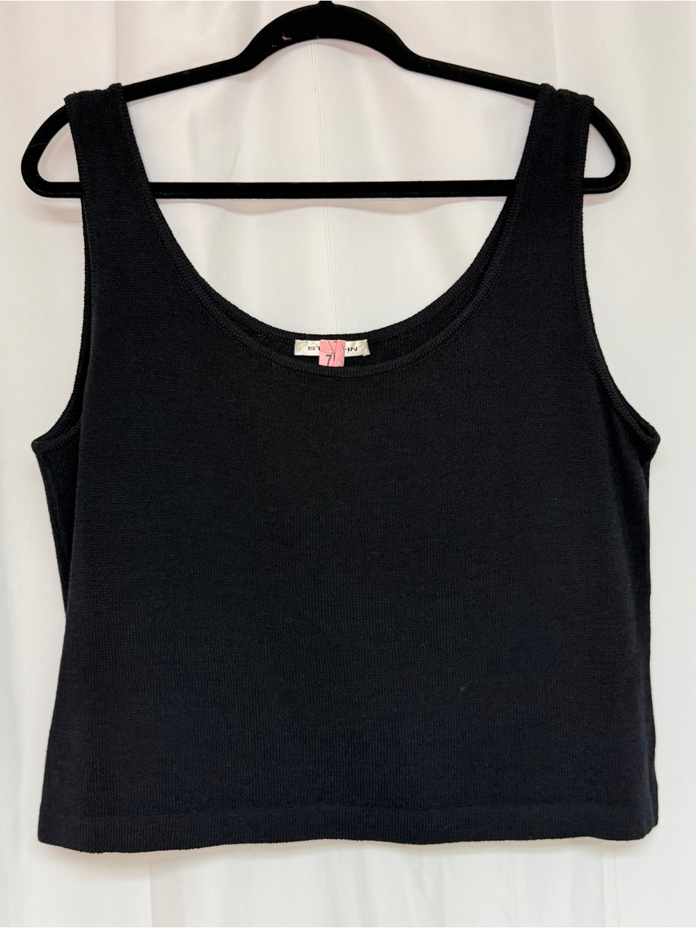 St John Classic Santana Knit Tank Top Sweater Large Black USA Made